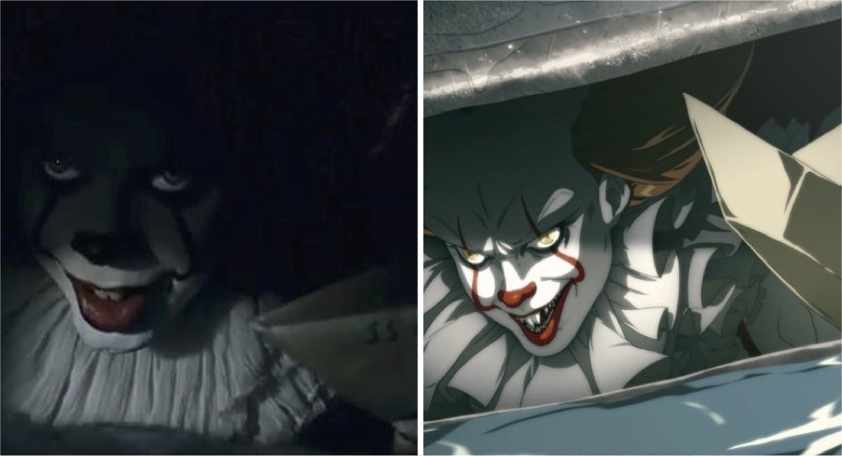 dibujan a pennywise de it en versión anime y es más aterrador que