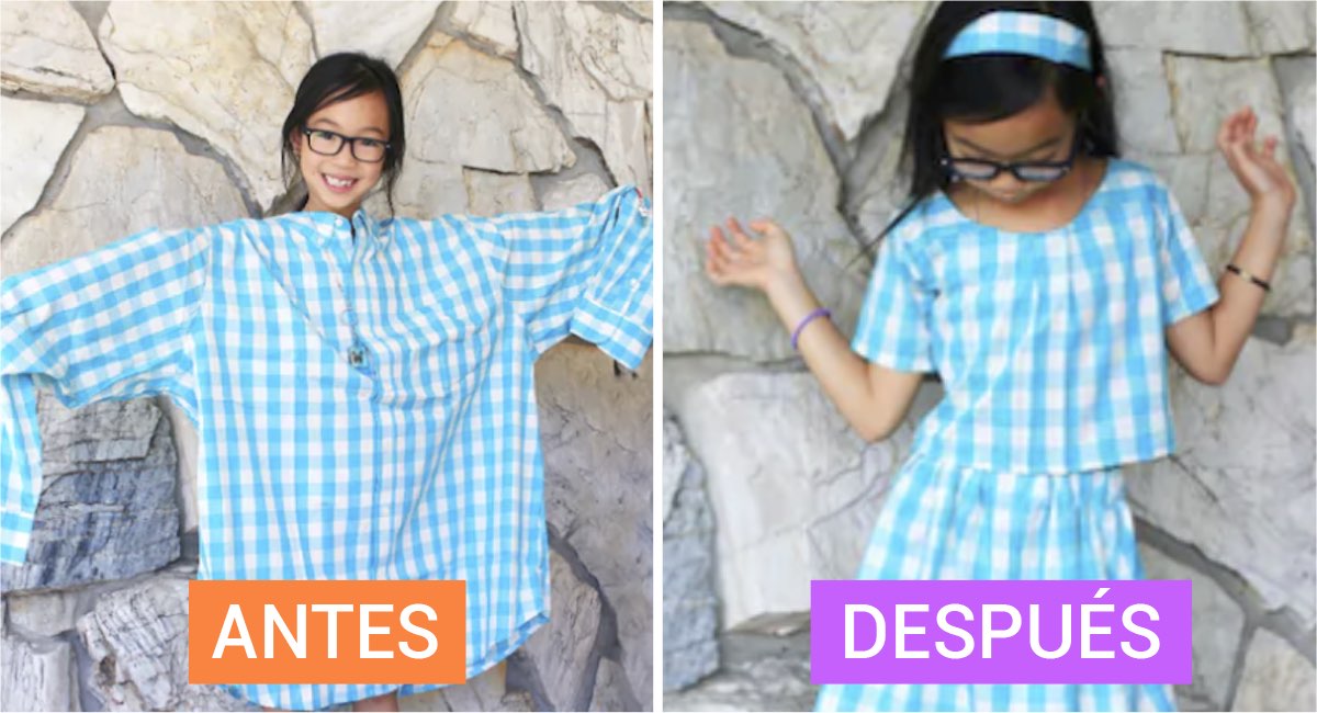mamá transforma fea ropa usada en increíbles trajes para sus hijos