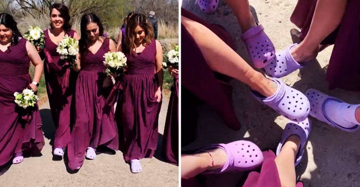 Damas de honor hacen “broma” a novia y llegan con Crocs el día de la boda.  Le robaron protagonismo | Upsocl